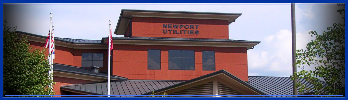 Newport Utilities office building with blue outline