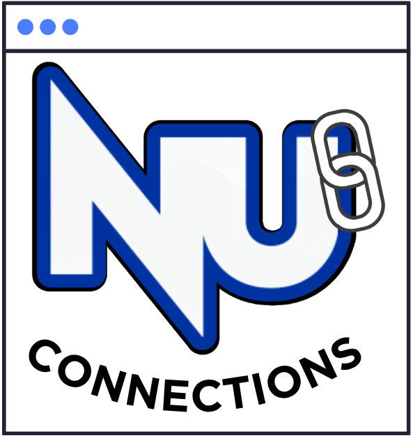 NU Connections Blog Header Image NU Connections logo with a link image over a webpage animated background