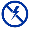 A lightning bolt with a slashed circle to indicate a power outage