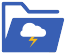Storm Archive Icon - mobile Image of a blue folder with a storm cloud icon